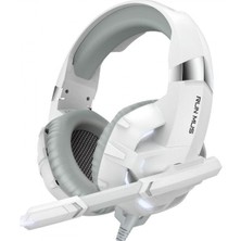 Shuji Oyun Kulaklığı Ps4 Kablolu Oyun Kulaklığı 360° Ayarlanabilir Gürültü Önleyici Mikrofon, LED Işıklar ve Pc, Dizüstü, Tablet, Ipad, Bilgisayar İçin Kulak Üstü Kulaklıklar Beyaz (Yurt Dışından)