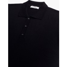 Hateko Erkek Siyah Viskon Triko Polo Yaka Tişört