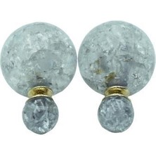 Profisher Opal Boncuk Renkli Kristal Küre Saplama Küpe 11 Renk Gri