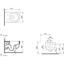 Bocchi V-Tondo Rimless Asma Klozet Parlak Beyaz 1416-001-0128 Kapak Dahil