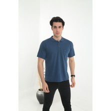 KMK Kombin Baba Yakalı Cepli Düz Model Tek Renk Tişört T-Shirt