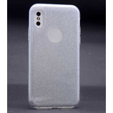 noktaks - Apple iPhone X - Kılıf Simli Koruyucu Shining Silikon - Gümüş