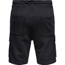 Only & Sons Normal Bel Düz Siyah Erkek Sweat Şort - 22019126_Onsnicky SweatShorts