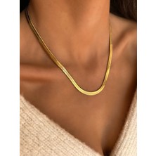 Asya Jewellery Paslanmaz Çelik Yassı Ezme Italyan Zincir 60 cm Kolye