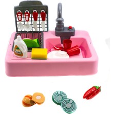 Mix Oyuncak Oyuncak Mutfak Lavabo Modern Mutfak Su ile Çalışan Set Pembe