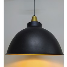 Mylights  Retro Rustik Metal Sarkıt Avize Siyah  Içi Altın Avize