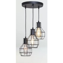 Mylights Retro Rustik Kafes Üçlü  Sarkıt Avize En  30 cm