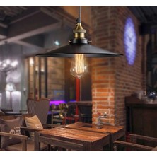 Mylights  Retro Metal Sarkıt Avize Rustik Tekli Siyah  Içi Siyah  30CM  En