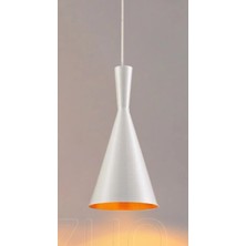 Mylights  Retro Beyaz Içi Altın Metal Sarkıt Avize