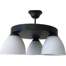 Mylights  Avize Retro  Üçlü Plofonyer Tavan Avize Opal Cam