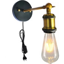 Mylights  Retro  Rustik  Anahtarlı Kablolu Fişli Duvar Aplik Hareketli Mafsalı Aplik