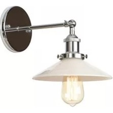 Mylights Modern Spor  Mafsalı Gümüş Gövde Beyaz Başlık Aplik Duvar Lambası  Metal Aplik
