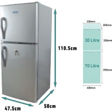 Fridgers 108LT.TEKNE-YAT-KARAVAN Buzdolabı & DONDURUCU12/24VDC Kompresörlü Süper Sessiz Hızlı Soğutma DE108