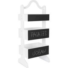 Yedi Home & Decor Çok Amaçlı Üç Katlı Ahşap Mutfak ve Banyo Raf SISTEMI-SEBZELIK_9041 Black Board