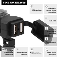 Chembo Çift USB Bağlantı Noktası 9-24V Su Geçirmez Motosiklet USB Şarj Cihazı Motosiklet Gidon Şarj Cihazı Telefon Cep Telefonu Için Güç Kaynağı Soketi (Yurt Dışından)