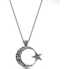 Takılingo 925 Ayar Gümüş Kelime-I Tevhid Yazılı Ay Yıldız Kolye