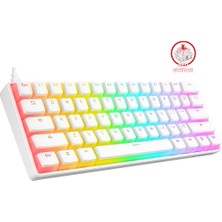 Rampage KB-R135 Parvus Beyaz Type-C Bağlantilı RGB Puding Tuşlu Red Switch Us Gaming Oyuncu Klavyesi