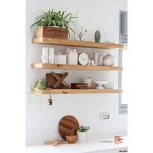 Karadeniz Dizayn Doğal Ahşap Raf 3'lü Takım - 60 x 20 cm