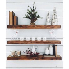 Karadeniz Dizayn Doğal Ahşap Raf 3'lü Takım - 110 x 20 cm