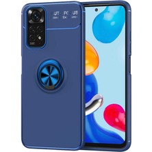 Case 4U Xiaomi Redmi Note 11 Kılıf Mıktanıslı Autofocus Shockprof Ravel Yüzüklü Standlı Slikon Kapak Lacivert