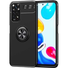 Case 4U Xiaomi Redmi Note 11 Kılıf Mıktanıslı Autofocus Shockprof Ravel Yüzüklü Standlı Slikon Kapak Siyah