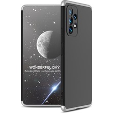 Case 4U Samsung Galaxy A53 5G Uyumlu Kılıf 3 Parçalı Tam Koruma Sert Mika Ays Kapak Siyah Gümüş