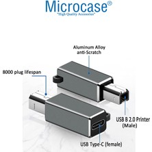 Microcase Type-C To USB B Çevirici Piano Yazıcı Adaptör - AL2848 Gri