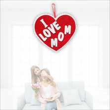 Süsle Bebek ve Parti I Love Mom Simli Eva Sarkıt Kalp Süs - 32 cm