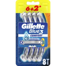 Gillette Blue3 Comfort Kullan At Tıraş Bıçağı 6+2 Adet