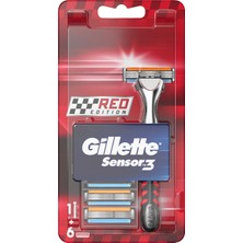 Gillette Sensor3 Red Edition Tıraş Makinesi + 6 Yedek Tıraş Bıçağı