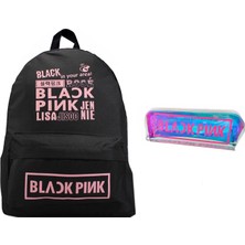 Alp Collection Siyah Blackpink Sırt Okul Çantası ve Hologram Kalemlik Ikili Set