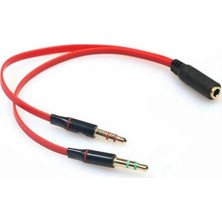 İstanbul Teknoloji Kulaklık Mikrofon Ayırıcı Splitter 2x3.5 mm Yüksek Kalite Stereo Kablo