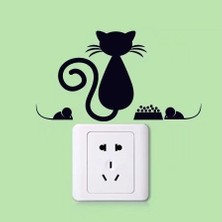 Ye Duo 004 Dıy Yaratıcı Siyah Kedi Aşk Karikatür Çıkarılabilir Anahtarı Çıkartmalar Pvc Duvar Sticker Vinil Çıkartması Ev Dekorasyonu Çıkartması Soket Yapıştırın (Yurt Dışından)