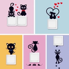 Ye Duo 002 Dıy Yaratıcı Siyah Kedi Aşk Karikatür Çıkarılabilir Anahtarı Çıkartmalar Pvc Duvar Sticker Vinil Çıkartması Ev Dekorasyonu Çıkartması Soket Yapıştırın (Yurt Dışından)
