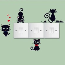 Ye Duo 002 Dıy Yaratıcı Siyah Kedi Aşk Karikatür Çıkarılabilir Anahtarı Çıkartmalar Pvc Duvar Sticker Vinil Çıkartması Ev Dekorasyonu Çıkartması Soket Yapıştırın (Yurt Dışından)