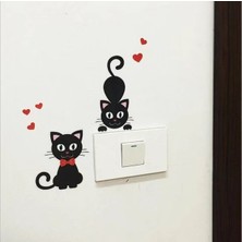 Ye Duo 001 Dıy Yaratıcı Siyah Kedi Aşk Karikatür Çıkarılabilir Anahtarı Çıkartmalar Pvc Duvar Sticker Vinil Çıkartması Ev Dekorasyonu Çıkartması Soket Yapıştırın (Yurt Dışından)