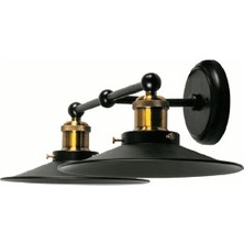 Riolight  Retro Siyah Ikili Metal Aplik Şapka Çapı: 22CM