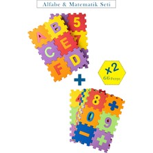 Bermody Bermody 66 Parça Harf ve Matematik Seti Eva Puzzle Mini Yer Karosu ve Eğitici Oyuncak