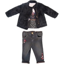 Bebepan Kız Çocuk Kedili T-Shirt Çeket Pantolon Takım