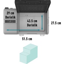 Fridgers 52LT Araç Buzdolabı & Dondurucu 12/24VDC Lgkompresör, Lityum Akü, Solar Şarj Girişi,  Tekerli, Çekme Kollu, Geniş Hacim Fridgers DE52S