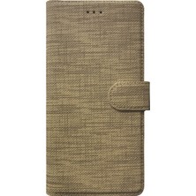 Microsonic S22 Plus Kılıf Fabric Book Wallet Gold