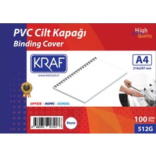 Kraf Cilt Kapağı A4 160 Mic. 100 Lü Beyaz 512G