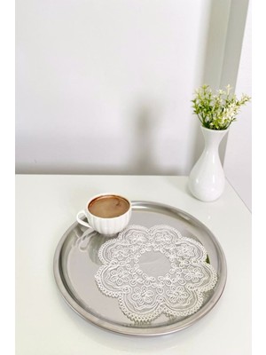 Emtory Home  6 Adet Sekizgen Modern Kırık Beyaz Bardak Altlığı & Kokteyl Peçetesi