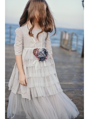 Mialora Couture Kolyeli ve Duvaklı, Pamuklu Vintage Elbise