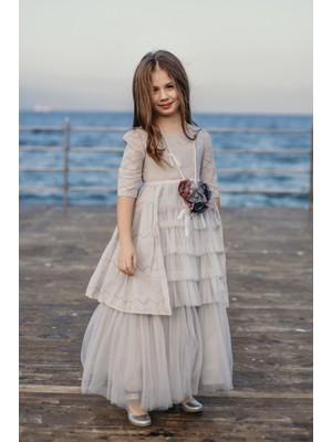 Mialora Couture Kolyeli ve Duvaklı, Pamuklu Vintage Elbise