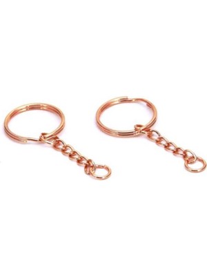 Rose Gold Kaplama 25 mm Zincirli Anahtarlık Halkası 100 Adet