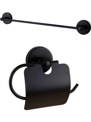 Ahlez Base Uzun Havluluk + Kapaklı Tuvalet Kağıtlık Ikili Banyo Seti