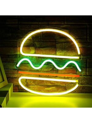 Kesoto Hamburger Neon Çocuk Odası Restoran Için Neon Işık Duvar Dekorasyonu (Yurt Dışından)