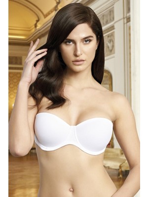 Nurteks Kadın Destekli Sırtı Şeffaf Straplez Sütyen Beyaz