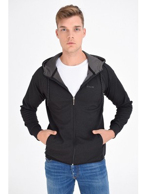 Dynamo Erkek Eşofman Üstü Kapüşonlu Fermuarlı Cepli Siyah 152